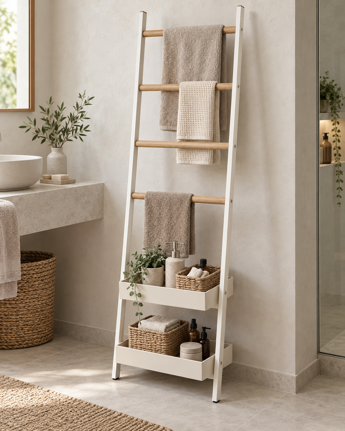 LANMIX Bathroom Towel Ladder Shelf concept image