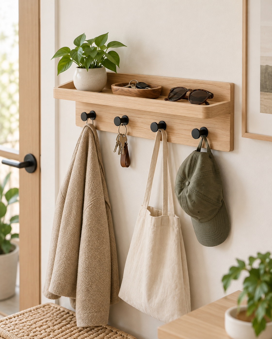 LANMIX Wall Entry Shelf with Hooks concept image
